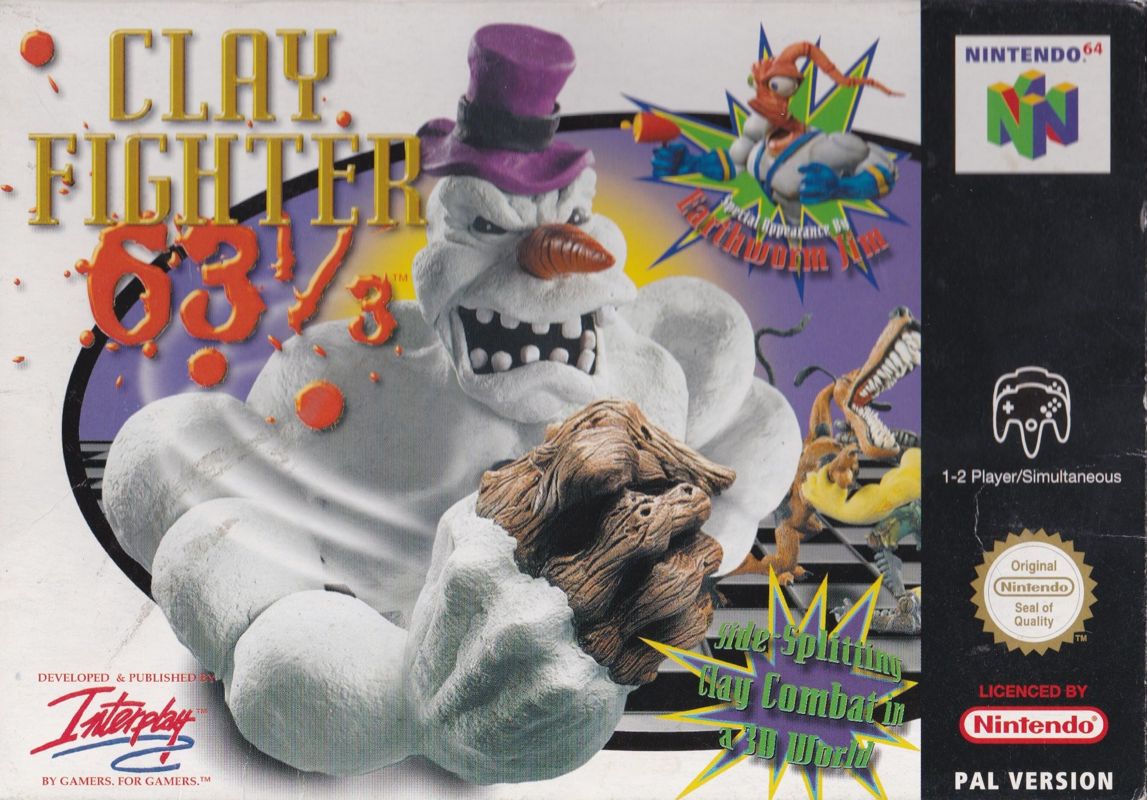Clay Fighter 63 1/3 box art for Nintendo 64